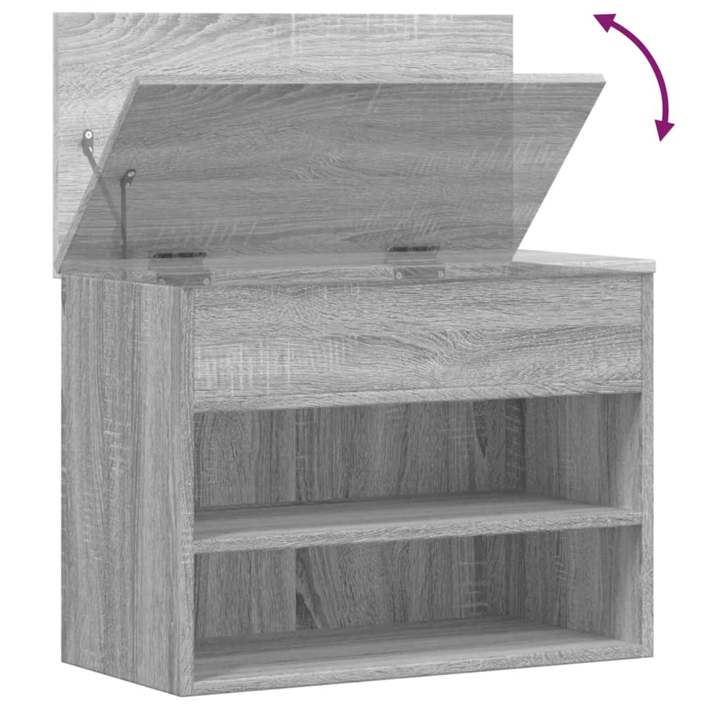 vidaXL Shoe Bench Grey Sonoma 60x30x45 cm Engineered Wood