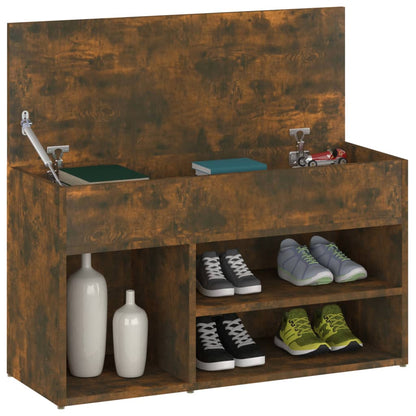 816053 vidaXL Shoe Bench Smoked Oak 80x30x45 cm Engineered Wood