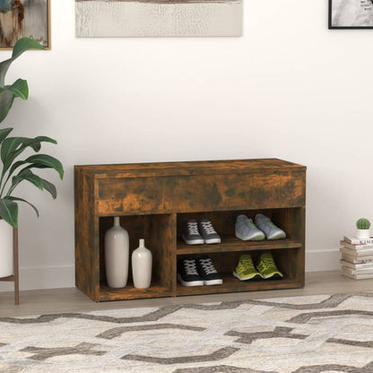 816053 vidaXL Shoe Bench Smoked Oak 80x30x45 cm Engineered Wood