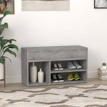 816054 vidaXL Shoe Bench Grey Sonoma 80x30x45 cm Engineered Wood
