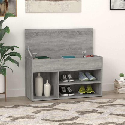 816054 vidaXL Shoe Bench Grey Sonoma 80x30x45 cm Engineered Wood