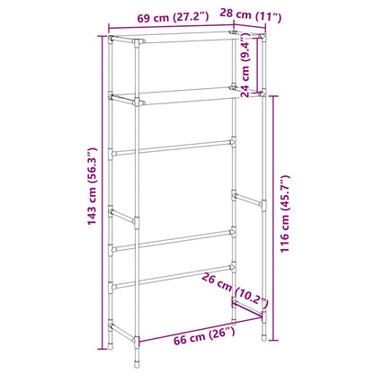 vidaXL Storage Rack | Grey | Iron | 69 x 28 x 143 cm | Bathroom Storage Rack