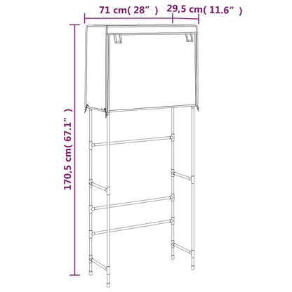 vidaXL 2-Tier Storage Rack over Laundry Machine Black 71x29.5x170.5 cm Iron
