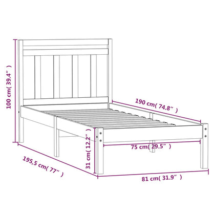 vidaXL Bed Frame without Mattress Small Single Solid Wood