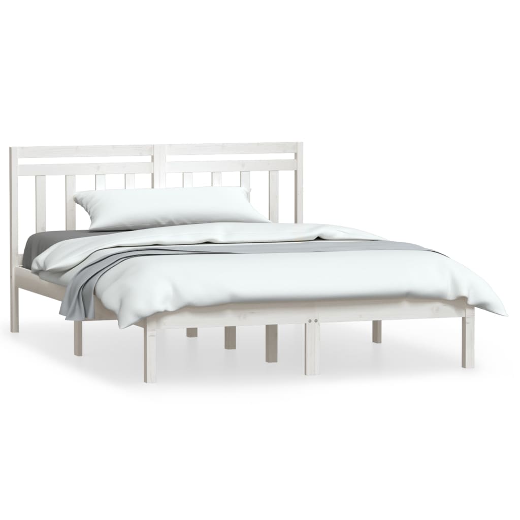 vidaXL Bed Frame without Mattress White Double Solid Wood