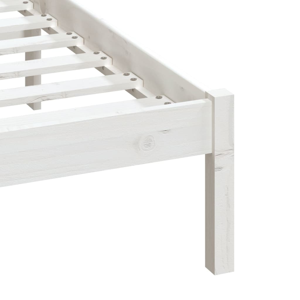 vidaXL Bed Frame without Mattress White Double Solid Wood