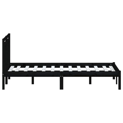3100573 vidaXL Bed Frame without Mattress Black Solid Wood 140x190 cm (810001+814098)