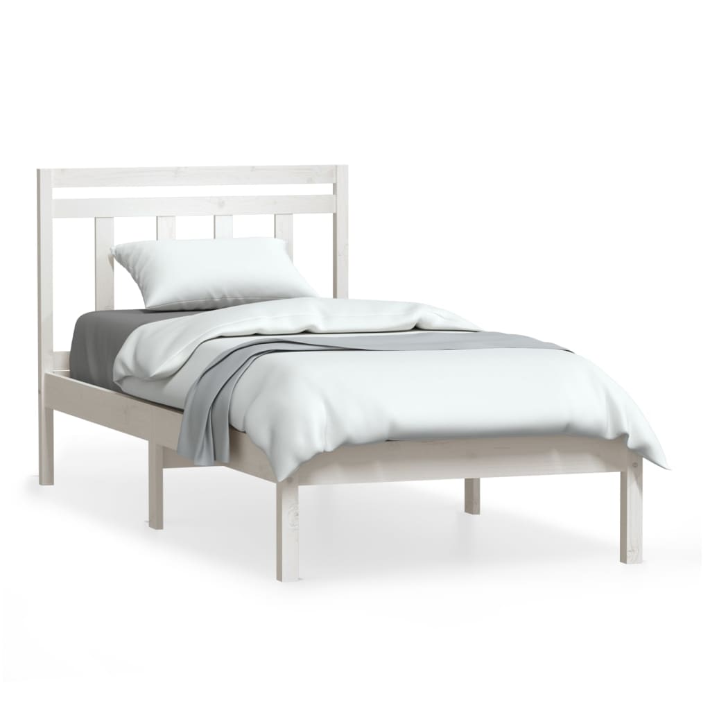 3100580 vidaXL Bed Frame without Mattress White Solid Wood 100x200 cm (810008+814080)