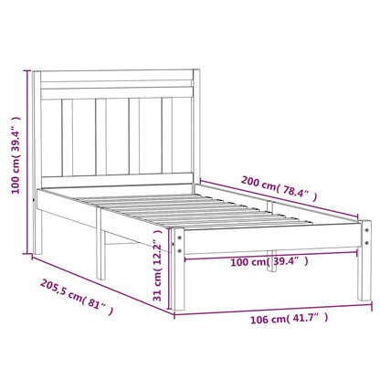 3100583 vidaXL Bed Frame without Mattress Black Solid Wood 100x200 cm (810011+814083)