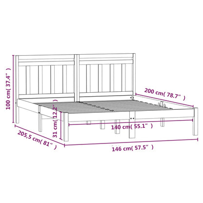 3100589 vidaXL Bed Frame without Mattress Solid Wood 140x200 cm (810017+814094)