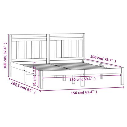 vidaXL Bed Frame without Mattress King Size Solid Wood