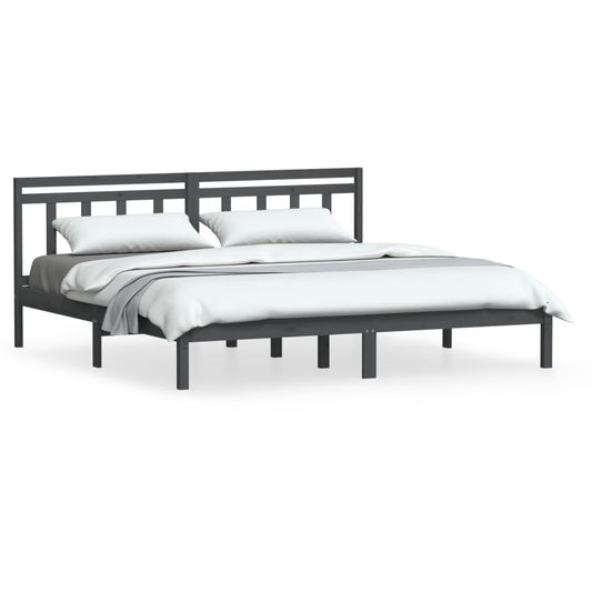 3100611 vidaXL Bed Frame without Mattress Grey Solid Wood 200x200 cm (810039+814116)