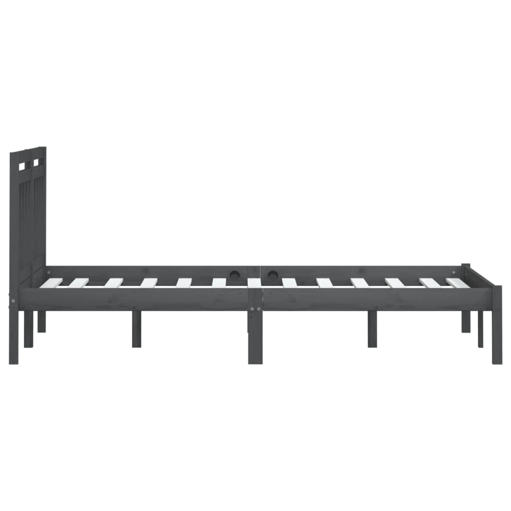3100611 vidaXL Bed Frame without Mattress Grey Solid Wood 200x200 cm (810039+814116)