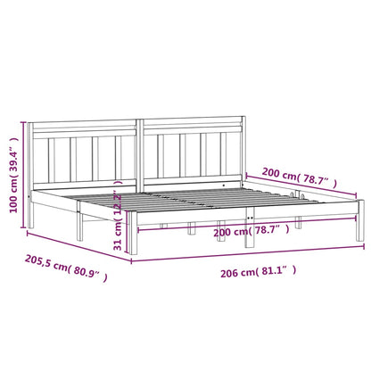 3100611 vidaXL Bed Frame without Mattress Grey Solid Wood 200x200 cm (810039+814116)