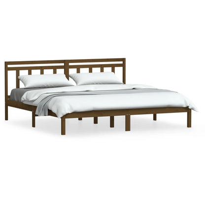 3100612 vidaXL Bed Frame without Mattress Honey Brown Solid Wood 200x200 cm (810040+814117)