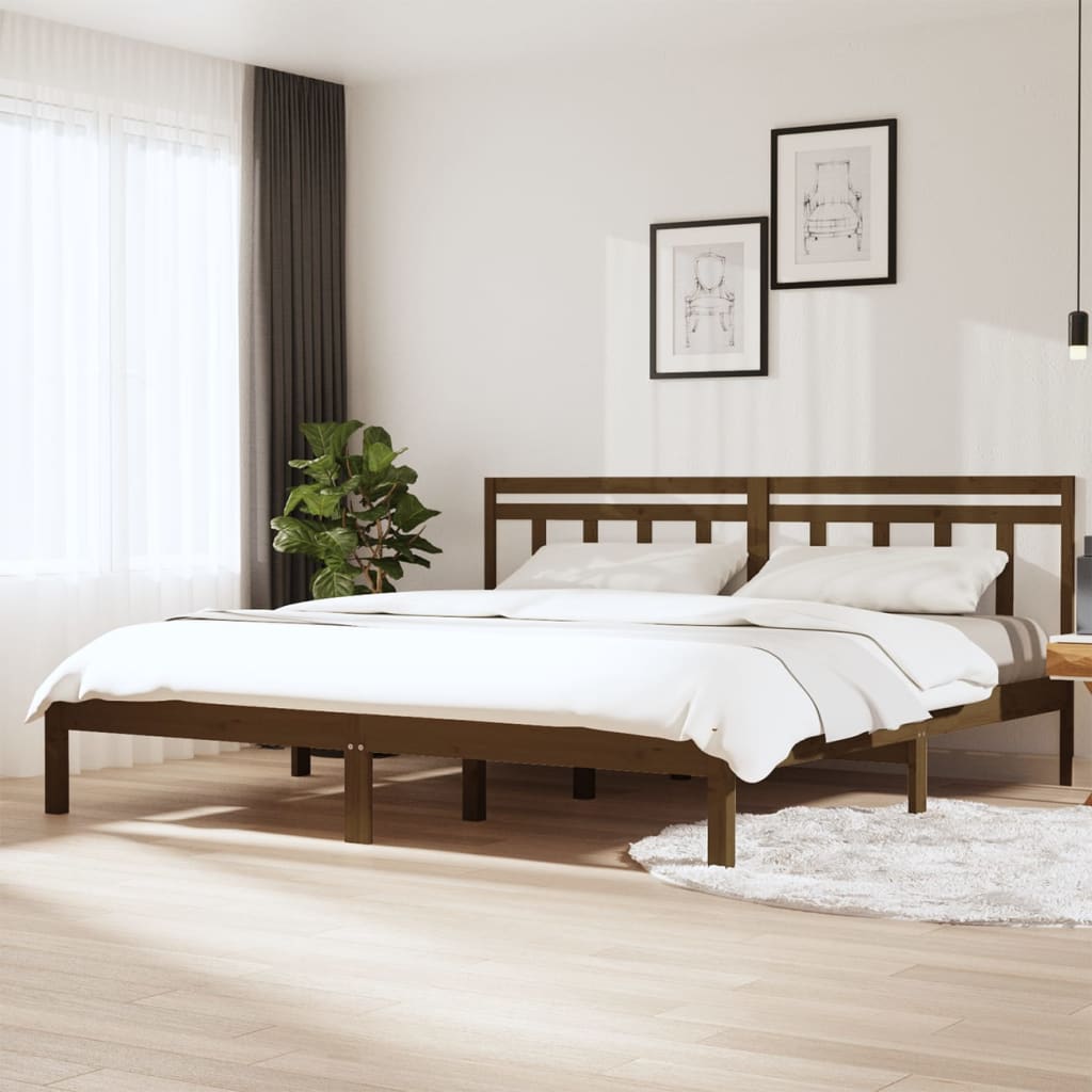 3100612 vidaXL Bed Frame without Mattress Honey Brown Solid Wood 200x200 cm (810040+814117)
