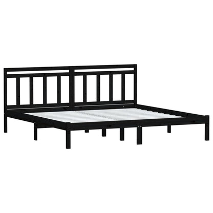 3100613 vidaXL Bed Frame without Mattress Black Solid Wood 200x200 cm (810041+814118)