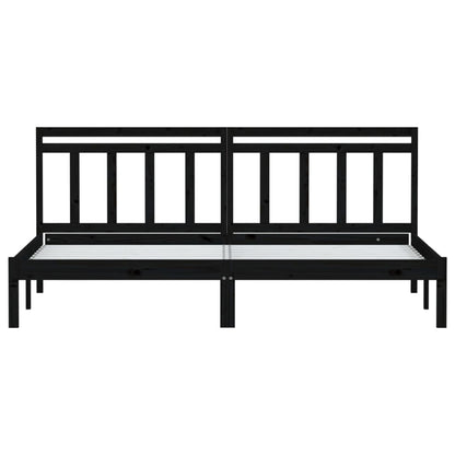 3100613 vidaXL Bed Frame without Mattress Black Solid Wood 200x200 cm (810041+814118)