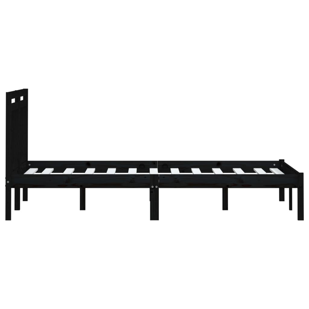 3100613 vidaXL Bed Frame without Mattress Black Solid Wood 200x200 cm (810041+814118)