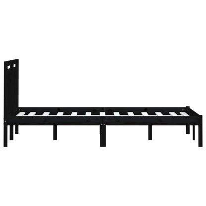 3100613 vidaXL Bed Frame without Mattress Black Solid Wood 200x200 cm (810041+814118)