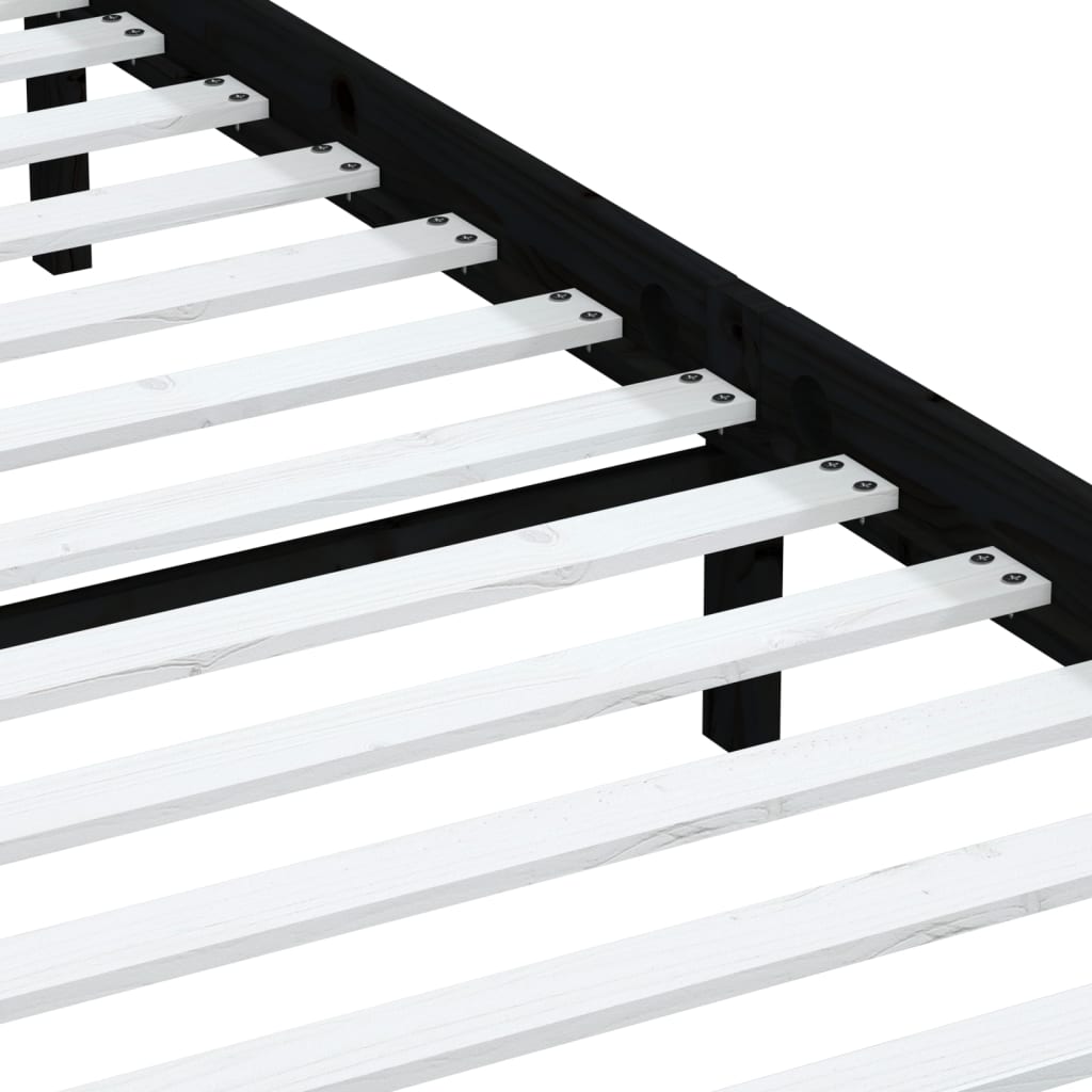 3100613 vidaXL Bed Frame without Mattress Black Solid Wood 200x200 cm (810041+814118)