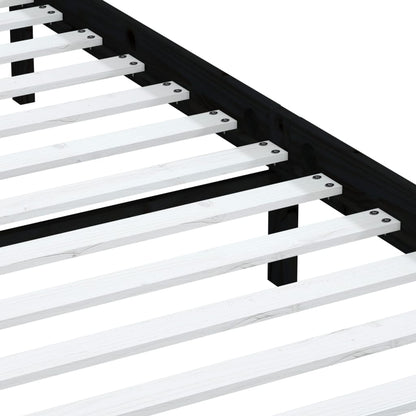 3100613 vidaXL Bed Frame without Mattress Black Solid Wood 200x200 cm (810041+814118)