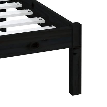 3100613 vidaXL Bed Frame without Mattress Black Solid Wood 200x200 cm (810041+814118)
