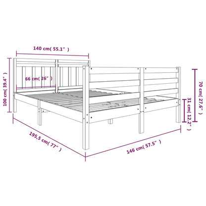 3100634 vidaXL Bed Frame without Mattress Solid Wood 140x190 cm (810410+814094)