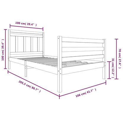 vidaXL Bed Frame without Mattress Solid Wood 100x200 cm