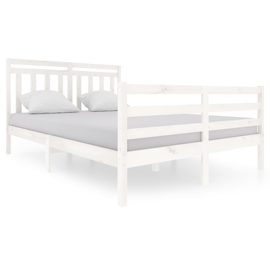3100655 vidaXL Bed Frame without Mattress White Solid Wood 140x200 cm (810431+814095)