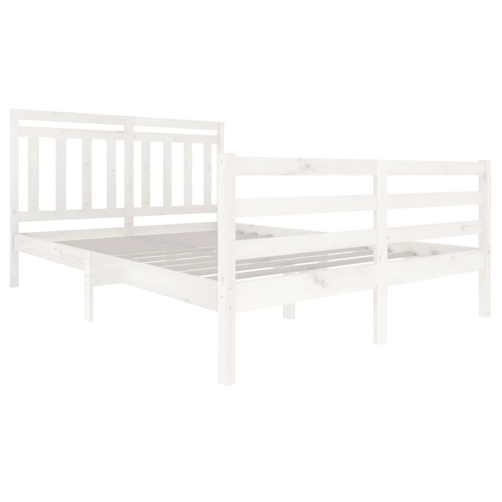 3100655 vidaXL Bed Frame without Mattress White Solid Wood 140x200 cm (810431+814095)