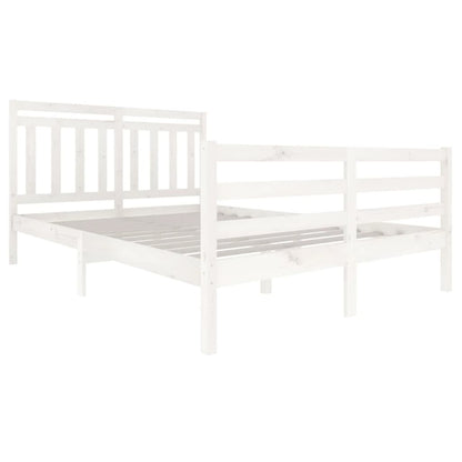 3100655 vidaXL Bed Frame without Mattress White Solid Wood 140x200 cm (810431+814095)
