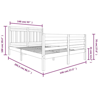 3100655 vidaXL Bed Frame without Mattress White Solid Wood 140x200 cm (810431+814095)