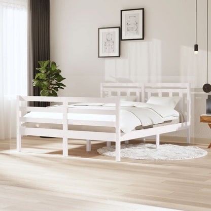 3100655 vidaXL Bed Frame without Mattress White Solid Wood 140x200 cm (810431+814095)