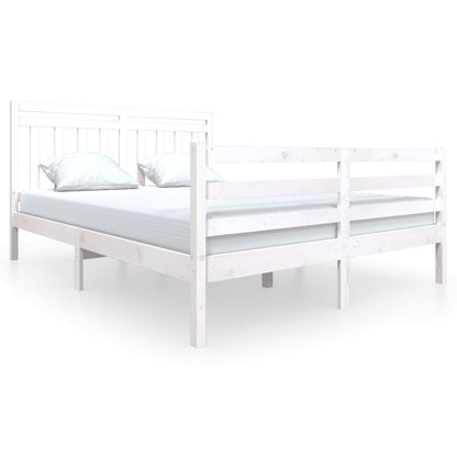 3100665 vidaXL Bed Frame without Mattress White Solid Wood 160x200 cm (810441+814105)