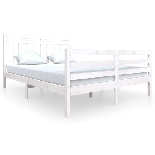 3100665 vidaXL Bed Frame without Mattress White Solid Wood 160x200 cm (810441+814105)