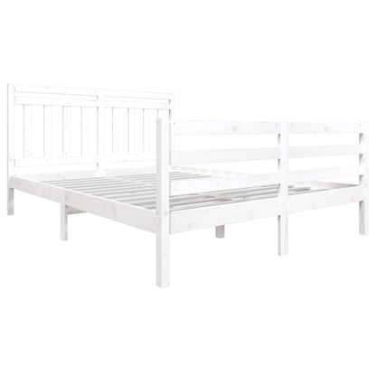 3100665 vidaXL Bed Frame without Mattress White Solid Wood 160x200 cm (810441+814105)