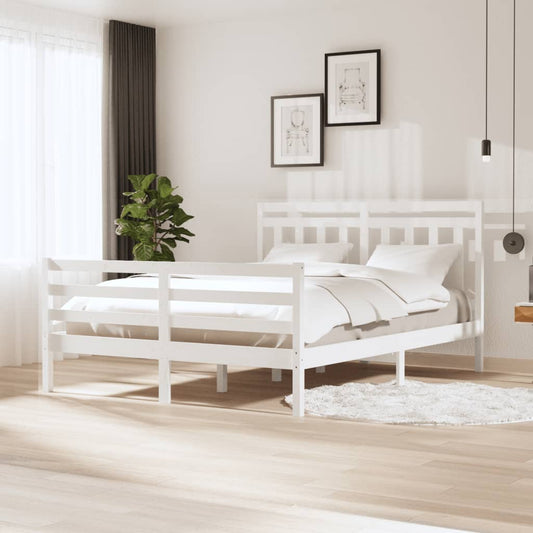 3100665 vidaXL Bed Frame without Mattress White Solid Wood 160x200 cm (810441+814105)