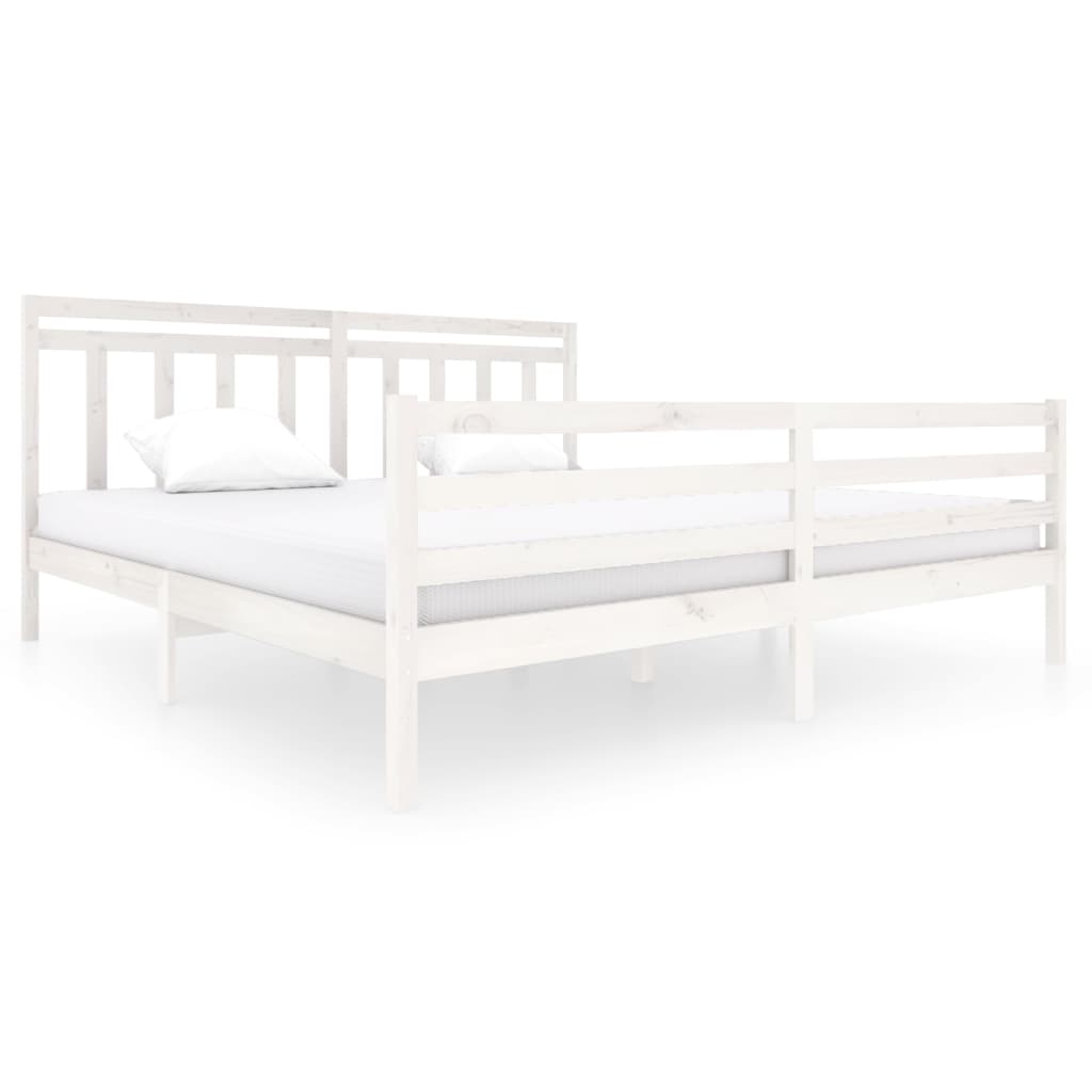 3100675 vidaXL Bed Frame without Mattress White Solid Wood 200x200 cm (810451+814115)