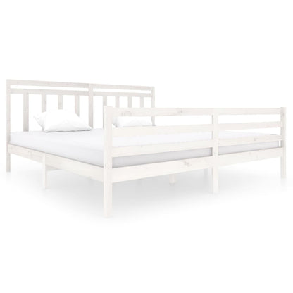 3100675 vidaXL Bed Frame without Mattress White Solid Wood 200x200 cm (810451+814115)