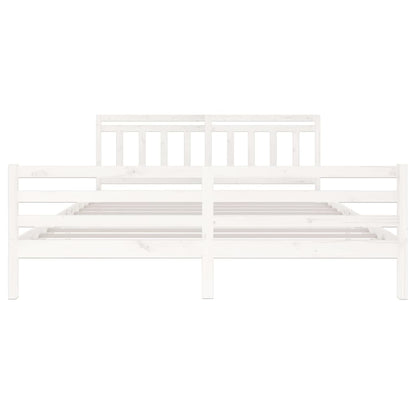 3100675 vidaXL Bed Frame without Mattress White Solid Wood 200x200 cm (810451+814115)