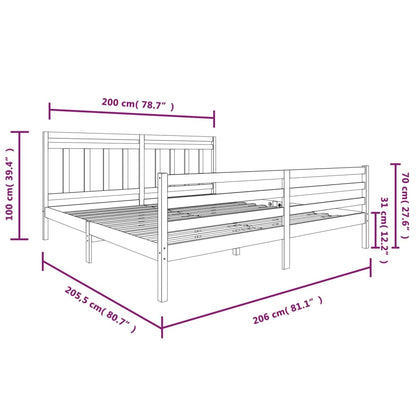 3100675 vidaXL Bed Frame without Mattress White Solid Wood 200x200 cm (810451+814115)
