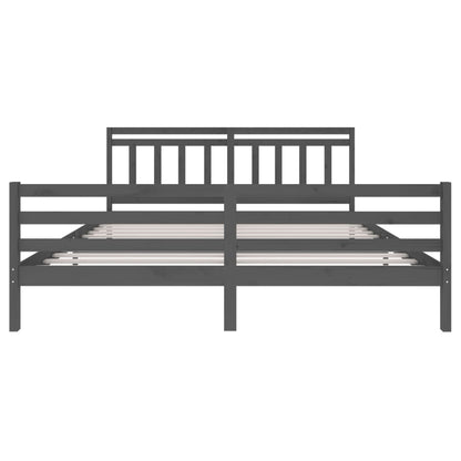 3100676 vidaXL Bed Frame without Mattress Grey Solid Wood 200x200 cm (810452+814116)