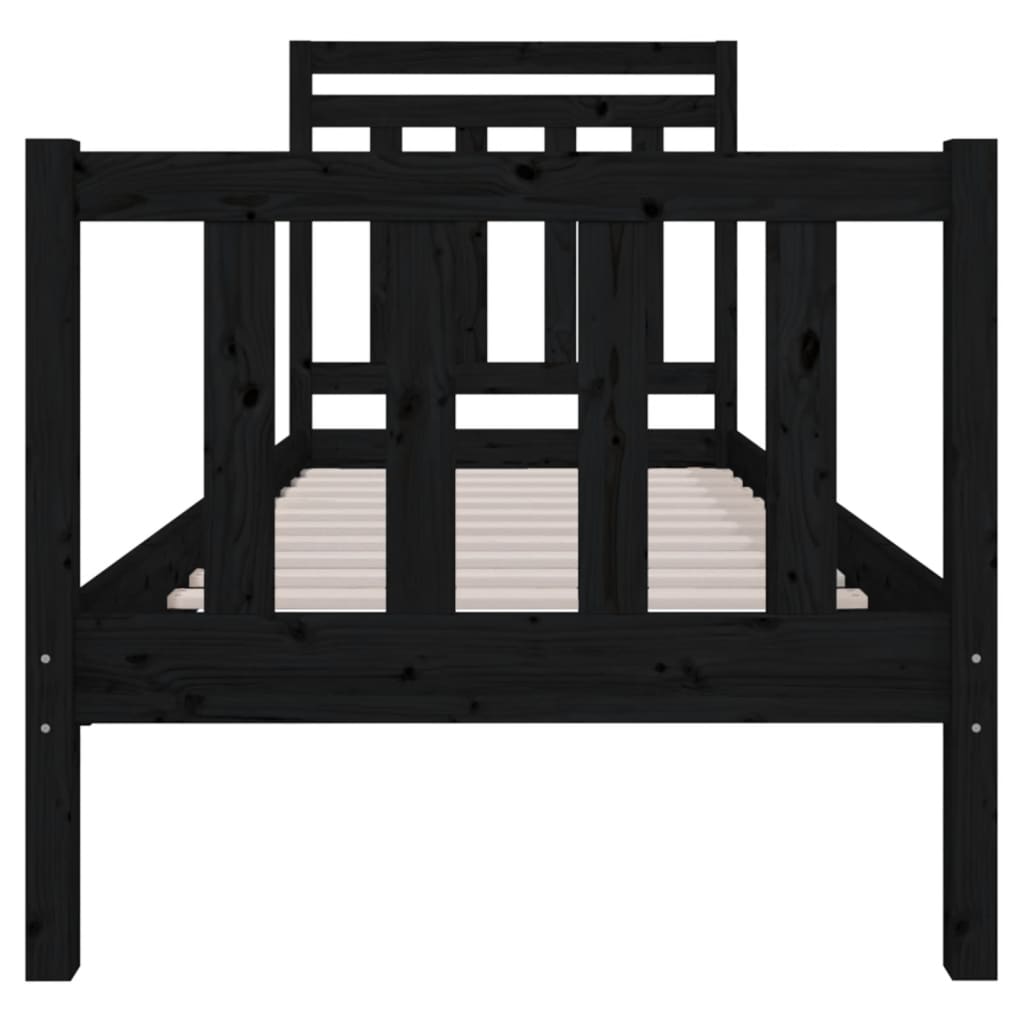 vidaXL Bed Frame without Mattress Black Small Single Solid Wood