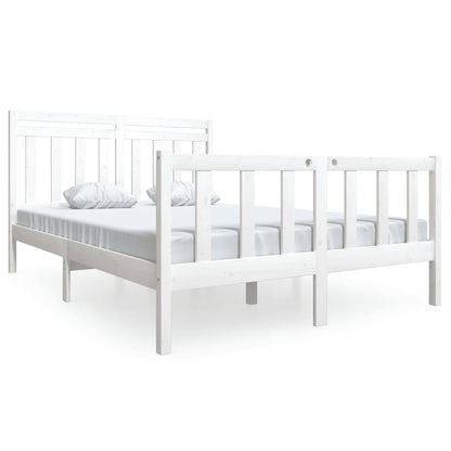 3100700 vidaXL Bed Frame without Mattress White Solid Wood 140x190 cm (810063+814095)