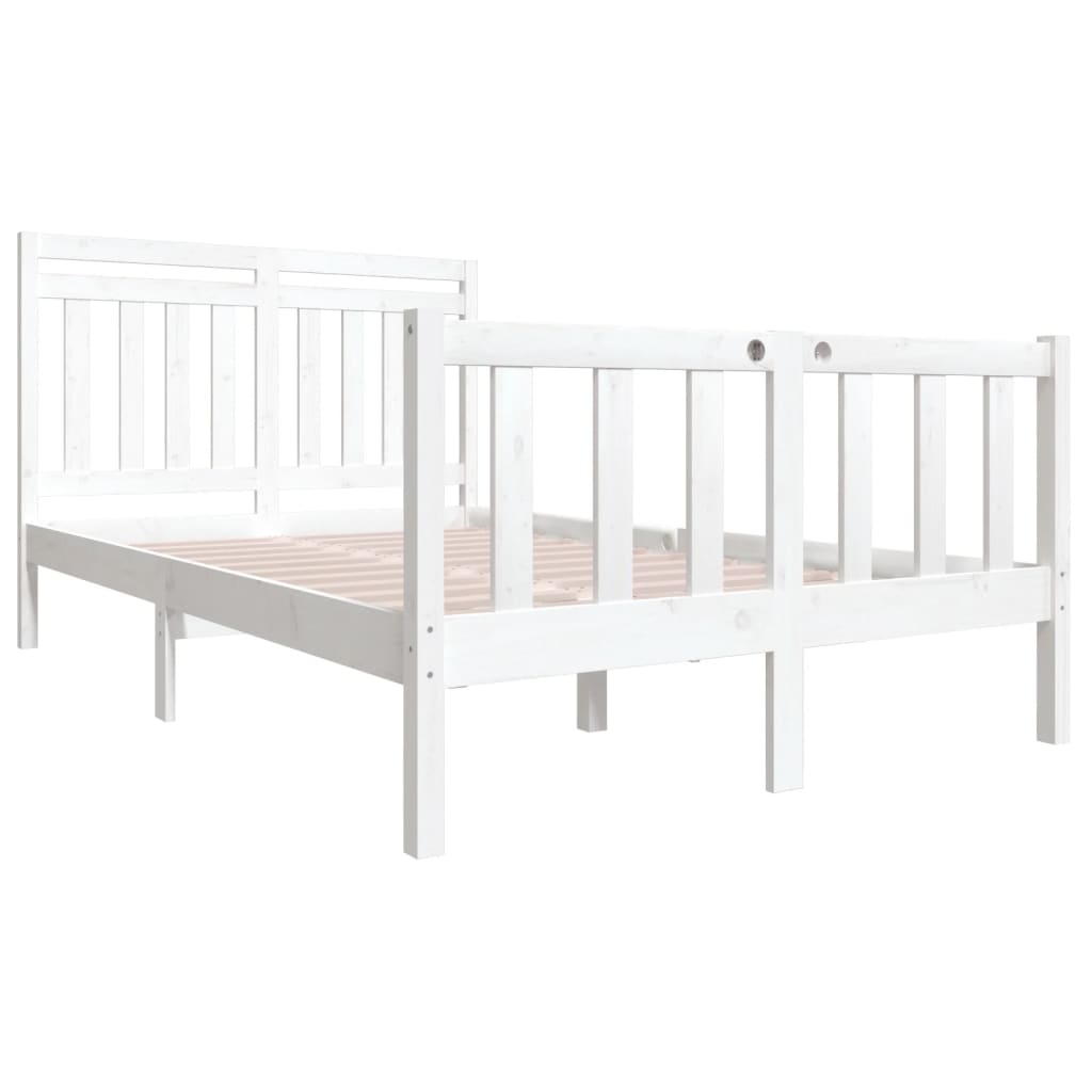 3100700 vidaXL Bed Frame without Mattress White Solid Wood 140x190 cm (810063+814095)