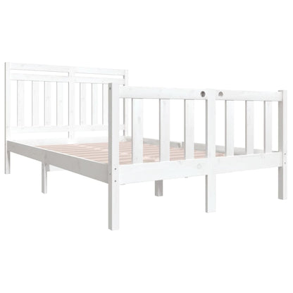 3100700 vidaXL Bed Frame without Mattress White Solid Wood 140x190 cm (810063+814095)