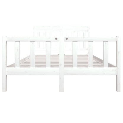3100700 vidaXL Bed Frame without Mattress White Solid Wood 140x190 cm (810063+814095)