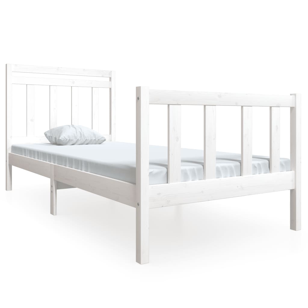 3100710 vidaXL Bed Frame without Mattress White Solid Wood 100x200 cm (810073+814080)