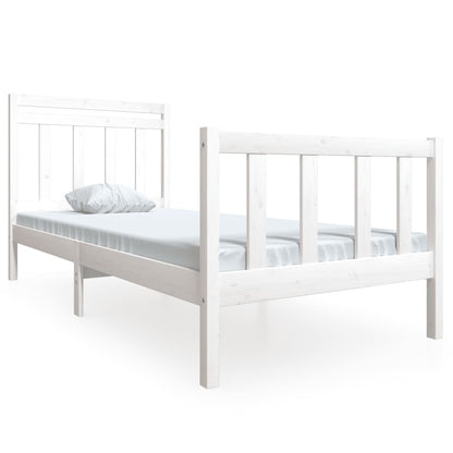 3100710 vidaXL Bed Frame without Mattress White Solid Wood 100x200 cm (810073+814080)